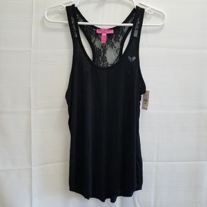 Betsey Johnson Lace Racer Back Tank Top M 0048A02
